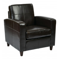OSP Home Furnishings VNS51A-EBD Venus Club Chair in Espresso Bonded Leather and Solid Wood Legs